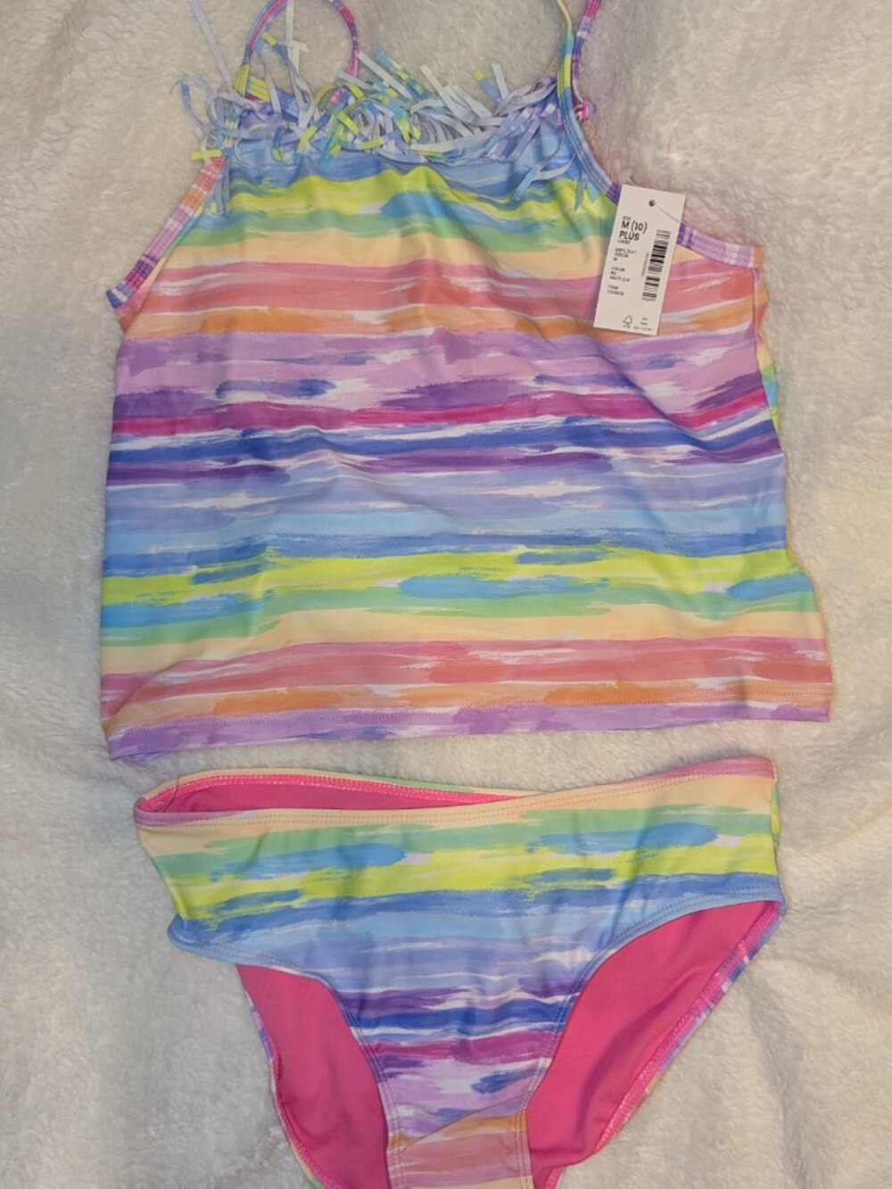 Sugar & Jade Tie Dye Fringe Tankini size M (10) Tween
